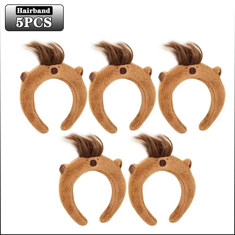 1-10PCS Plush Capybara Hair Hoop High Cranial Top Headband Cute Wash Headband Hair Accessories for Girls Kids Accessories