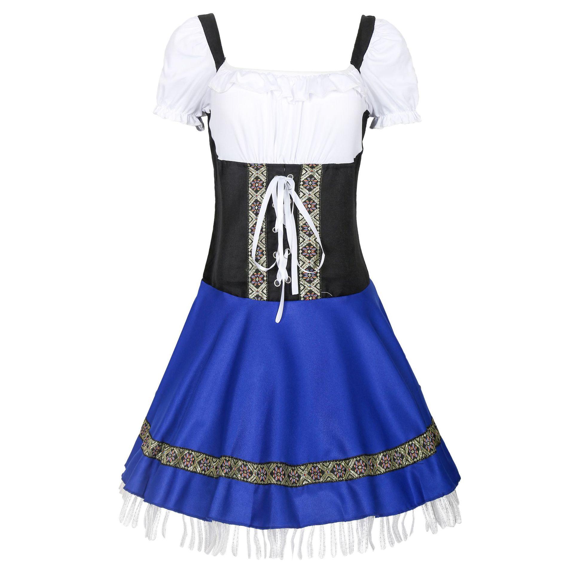 

S-3XL Большой размер, одежда для Октоберфеста, сексуальная униформа, одежда для горничных, одежда для горничных в Мюнхене, немецкая пивная одежда S синий