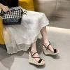 Sandals Sexy Fashion Thick Bottom Open Toe Buckle Strap Black High Heels Woman Shoes Summer 2024 35-42 Large Size