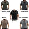 Men's Outdoor Double Pocket Hat Rope Short Sleeve Henry Undershirt Casual Small Sweater Hooded Top T-Shirt