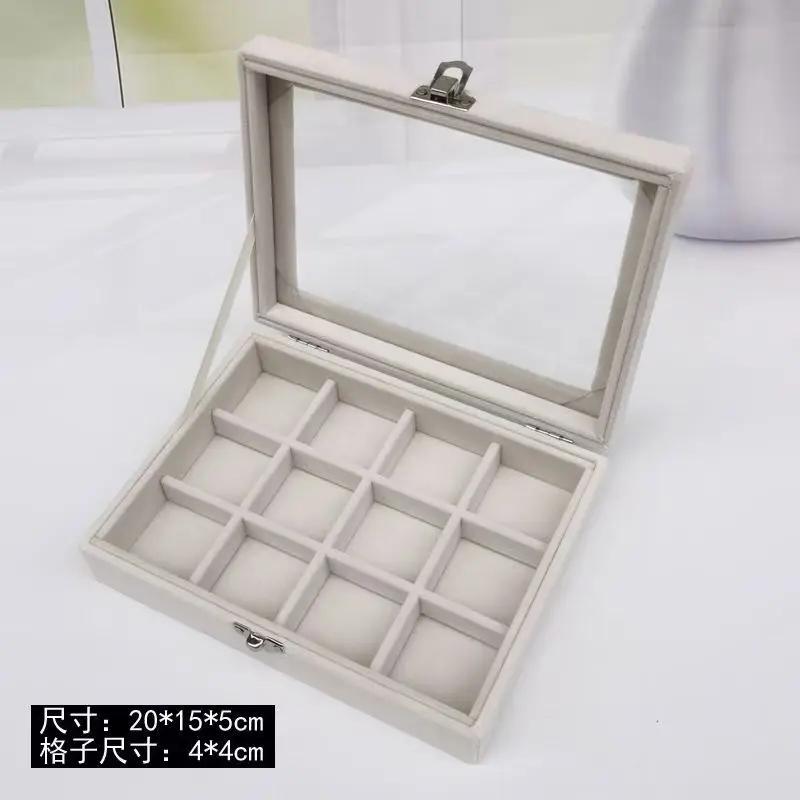 Flannelette Jewelry Box Velvet Glass Ring Earring Jewelry Display Organizer Box Tray Holder Storage Case Sorting Box