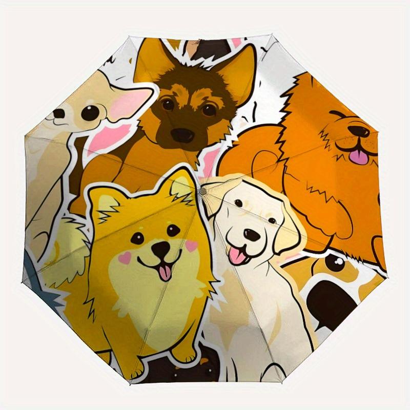 

1pc Cartoon Dogs Automatic Folding Umbrella, Portable & Foldable Design with 8 Ribs, Casual Outdoor Accessory yy250805104