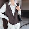 Women's 100% Wool V-Neck Sleeveless Knit Vest - Autumn/Winter Solid Color Layer