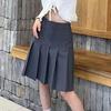 Women's High Waisted Pleated A-Line Midi Skirt
