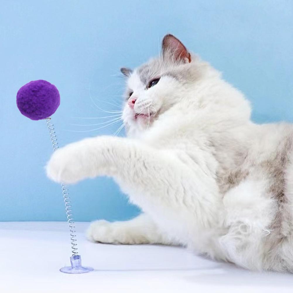 1/3 Stück Fellball Feder Katzenspielzeug Saugnapf Mehrfarbig Katzenreizstab Haustier Interaktives Spielzeug Katzenkratzspielzeug Zubehör Zufällige Farbe