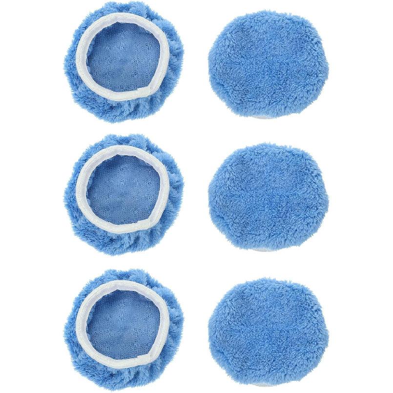 HARFINGTON 6pcs Car Polisher Bonnet Buffing Pad Coral Fleece Polishing Buffing Pad Cover for 9"-10" Car Buffer Bonnets Polisher, Light Blue