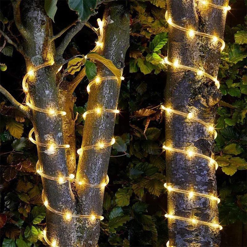 Colorful Outdoor Solar LED Tube Strip Lights - USB/Battery Powered Christmas Lighting with Copper Wire