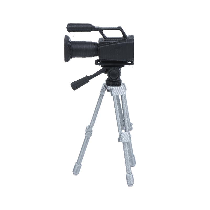 Mini Video Camera Tripod Model 1:12 Scale Dolls House Photography Scene Layout Props Dollhouse Decor Ornament Pretend Play Toys