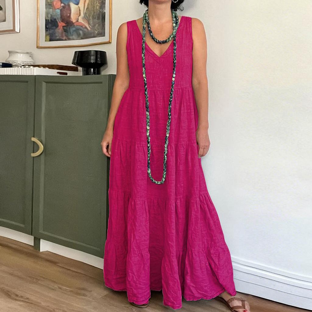 Dress For Women Long Boho Beach Dress Elegant Maxi Dress V,Neck Sleeveless Dress