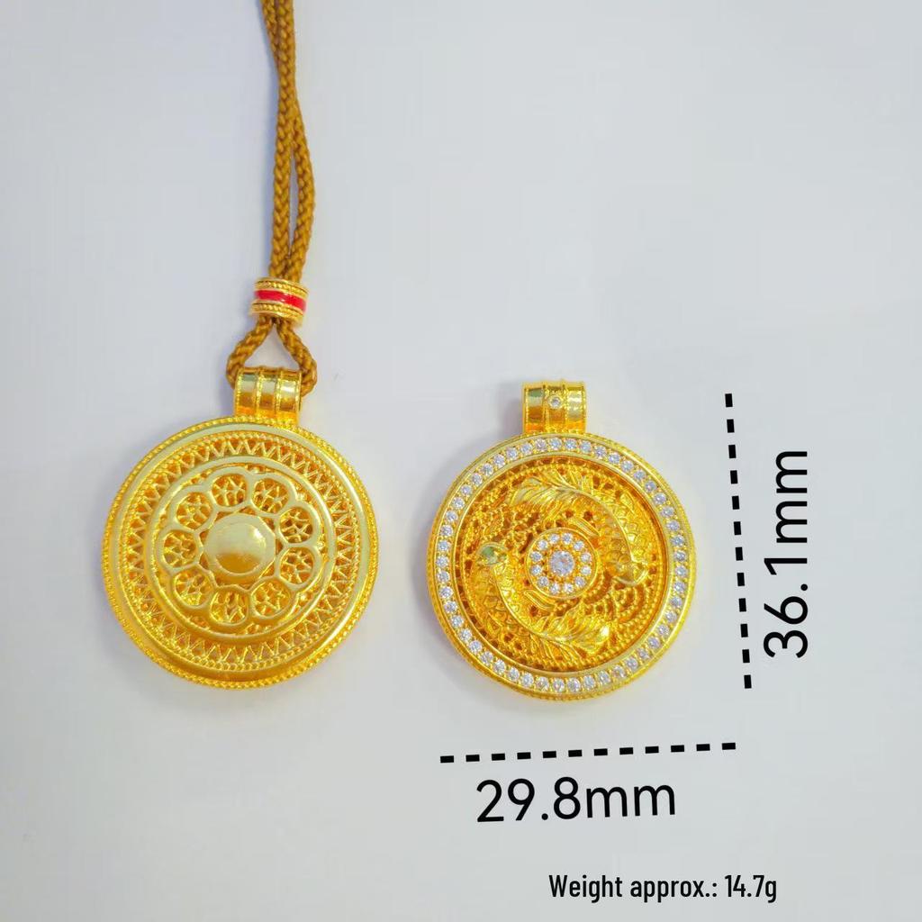 Vietnamese Gold Rhinestone Koi Compass Pendant - Unisex National Tide Sweater Chain