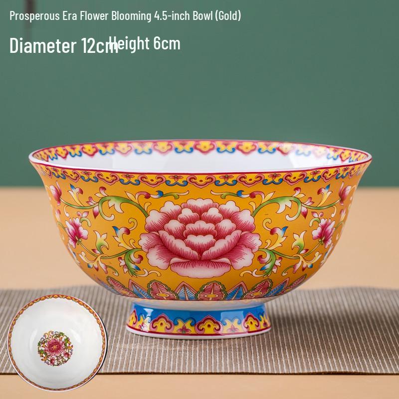Jingdezhen Ceramic Rice Bowl: High-Foot, Enamel Color, Longevity Design