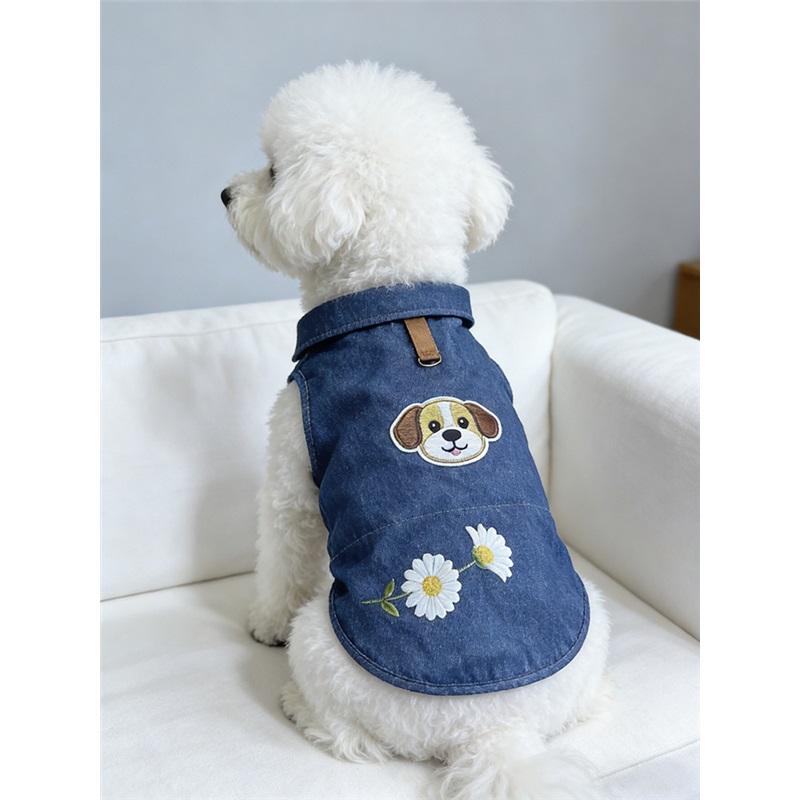Pet Clothes Spring New Style Small Dogs Puppies Cats Comfortable Teddy Pomeranian Bichon Denim Shirt 26 Collar Denim