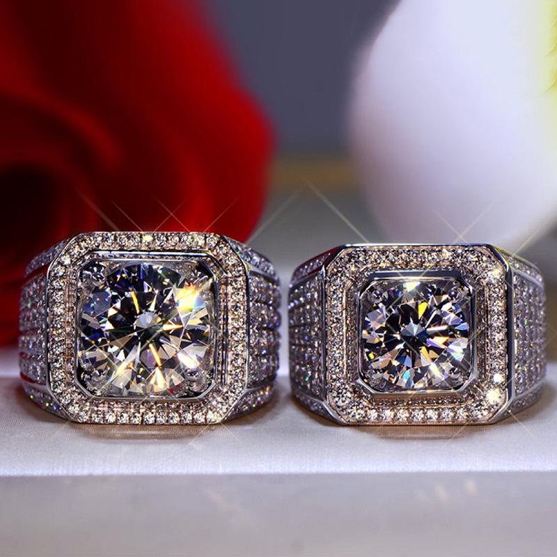 European & American Style Men's Dominant Micro-paved Full Diamond Ring with Naked Stones