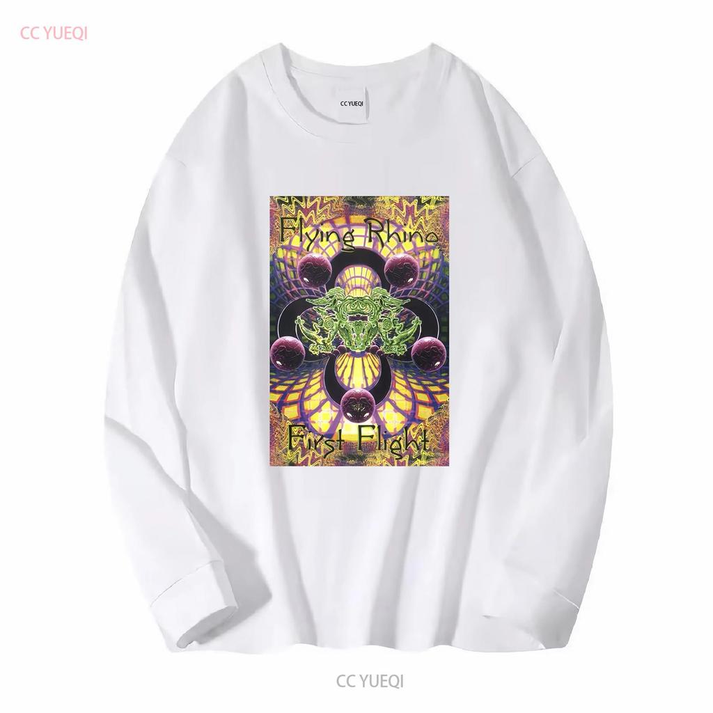 Mens T Shirt Cotton Psychedelic Trance Music Flying Rhino Records First Flight Vintage Washed Stretched Homme Soft Graphic
