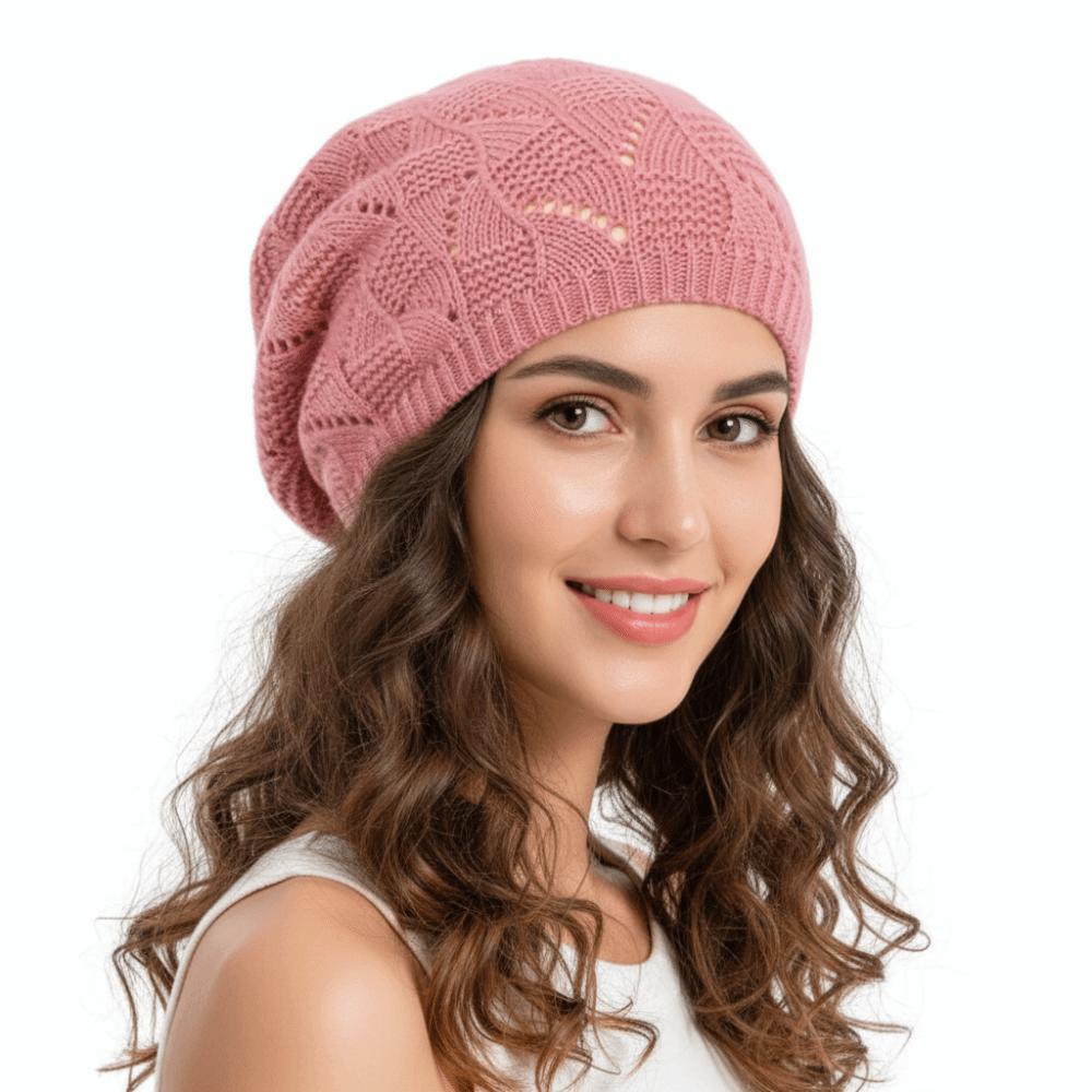 Hollow Out Winter Knitted Hat Twist Crochet Female Berets Fashion Pullover Cap  Winter