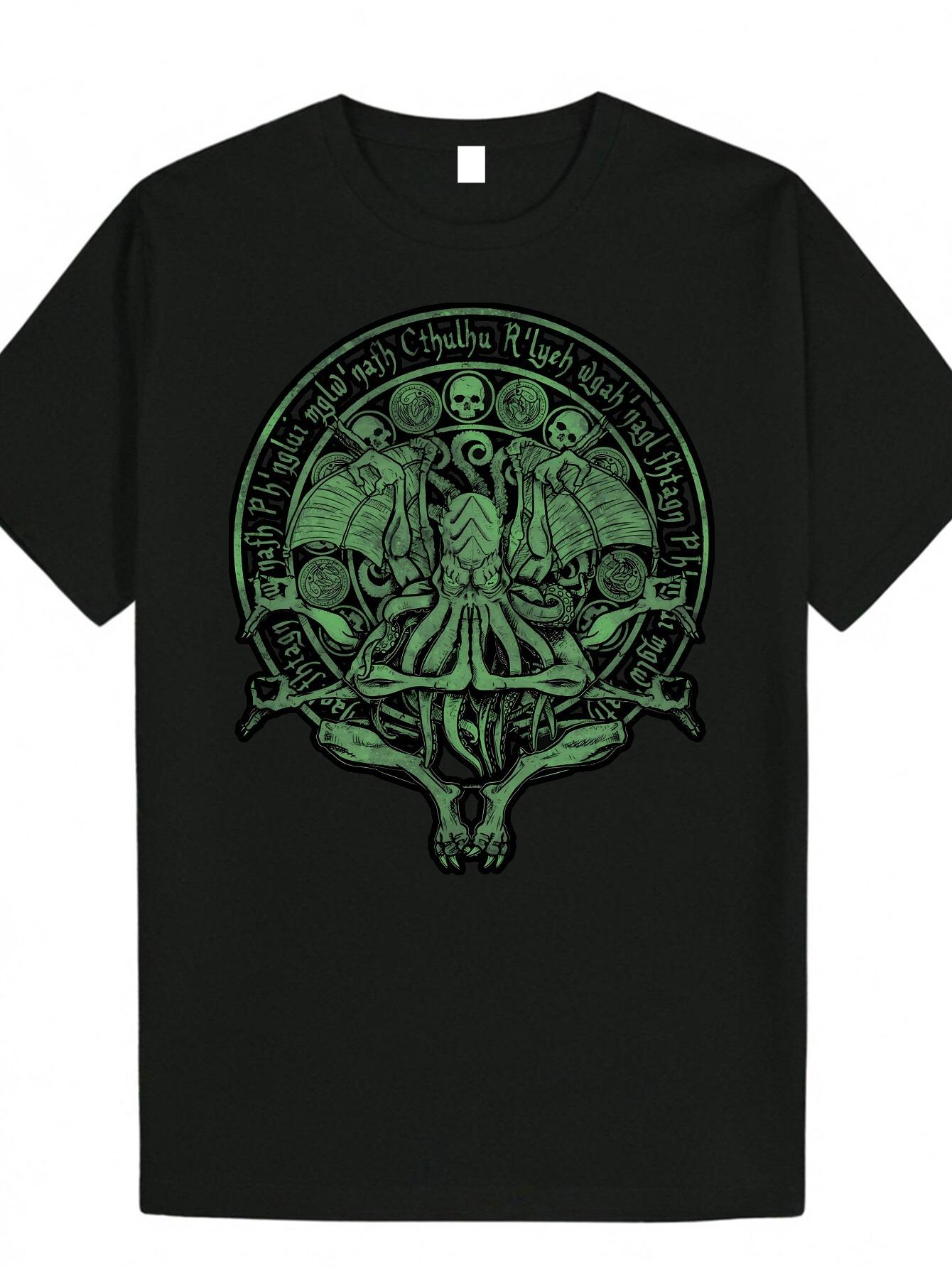 

Gothic Heavy Metal Pattern Printed T-shirt Men Fashion Casual Wear Short Sleeve Loose and Comfortable T-shirt Daily Men Clothing S