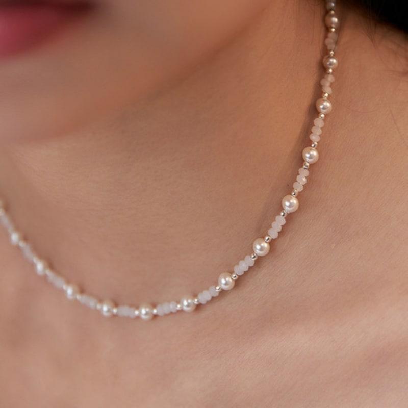 

dmoment (925 Silver) Moonlit Dew Pearl Choker White