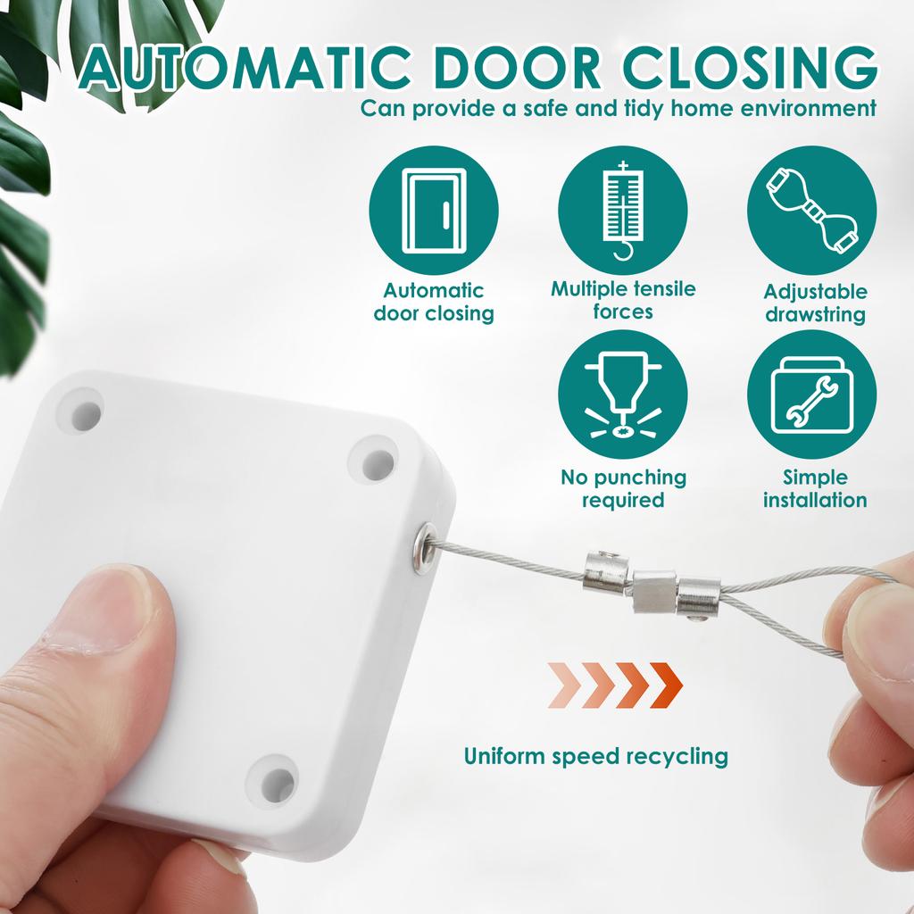 4Pcs Punch Free Sliding Door Closer Easy Install Automatic Shower Curtain Closer with Adhesive Stickers and Wrench for Bathroom