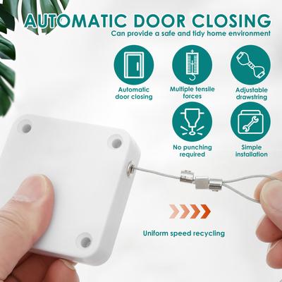 4Pcs Punch Free Sliding Door Closer Easy Install Automatic Shower Curtain Closer with Adhesive Stickers and Wrench for Bathroom