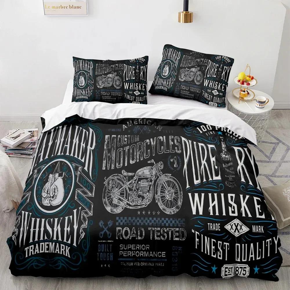 New Classic Motorcycle Bedding Set Single Twin Full Queen King Size Knight Bed Set Adult Kid Bedroom Duvet Cover Sets 3D Print