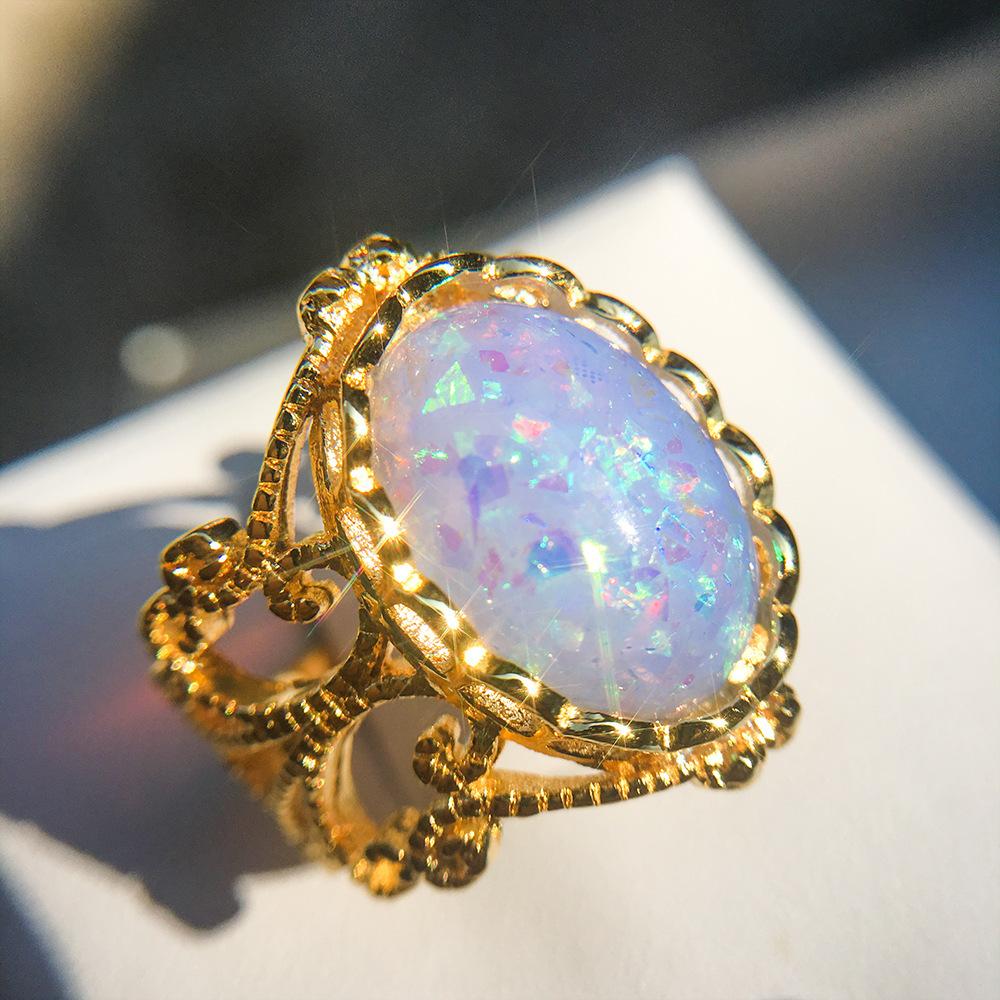 Light Jewelry Seiko Natural Denier Ring Women'S Stone Plated 10K Gold Vintage Jewelry