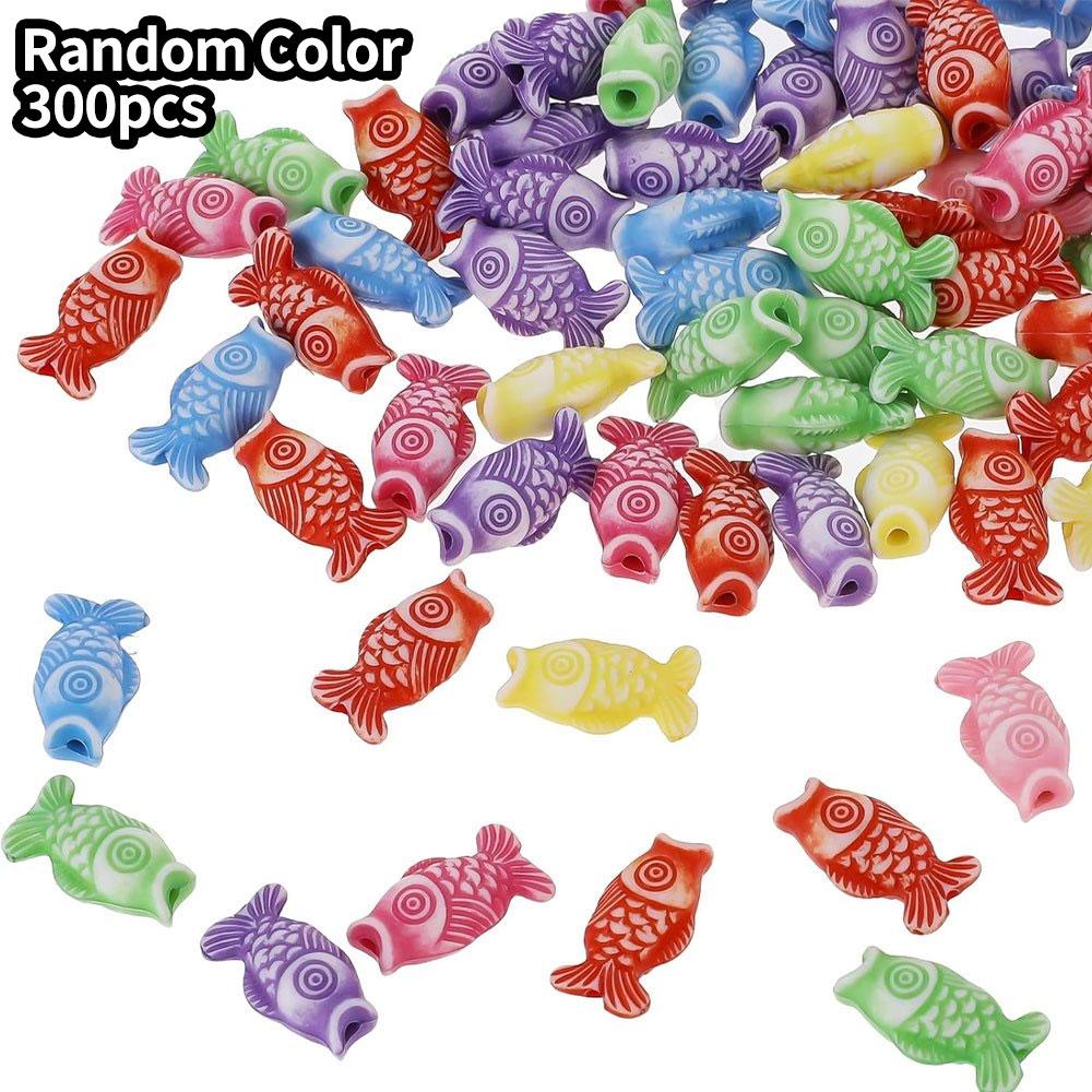100/300pcs Acrylic Material Small Goldfish Beads Koi Beads Plastic Cute Animal Craft Loose Beads Colorful Fish Spacer Beads DIY Bracelet Necklace