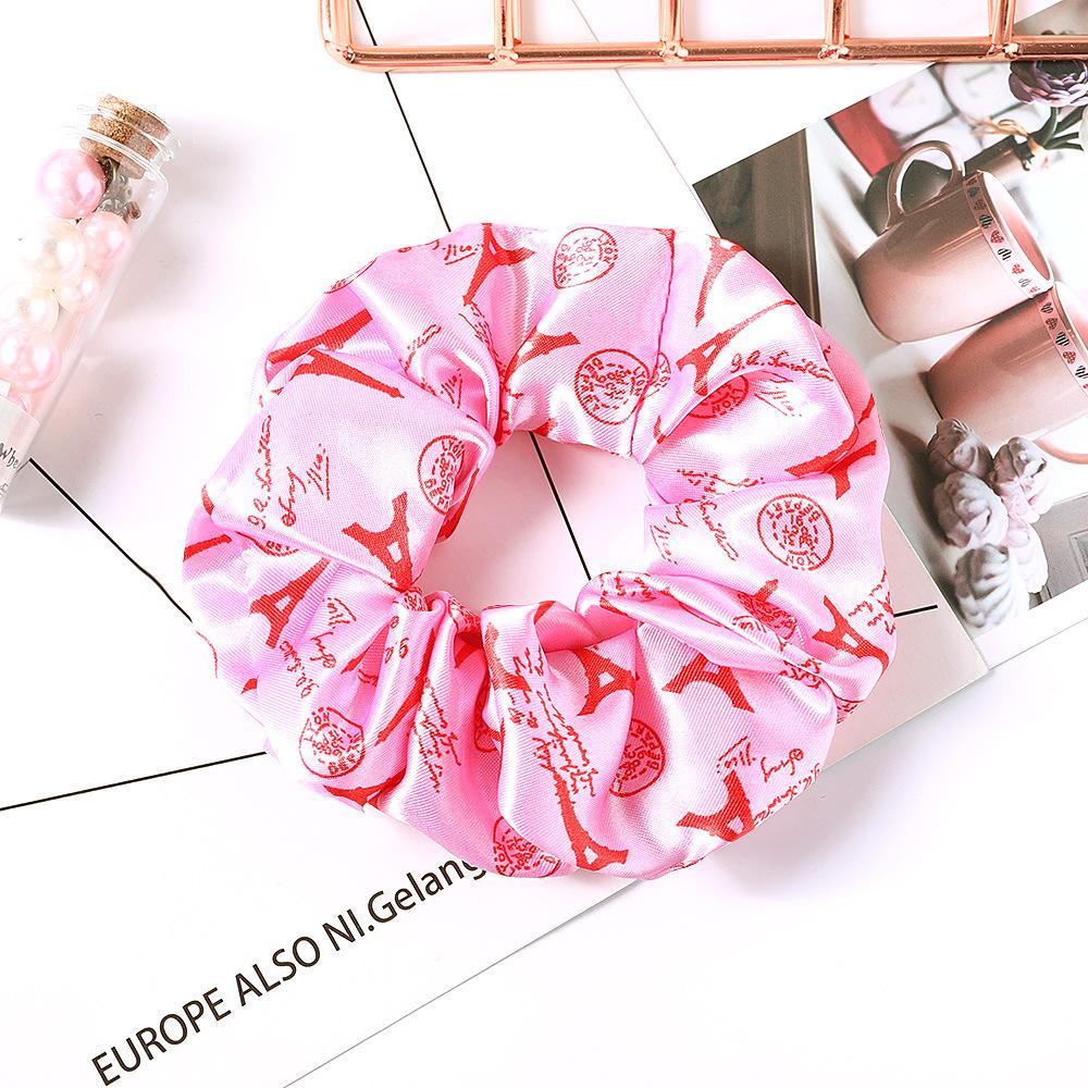 New Satin Printed Flower Floral Scrunchie Women Girls Elastic Hair Rubber Bands Accessories Tie Hair Ring Rope Holder Headdress