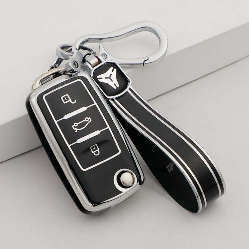 Silver Tpu Auto Key Fob Cover Case Fit For Volkswagen Vw Polo Golf Passat Tiguan Beetle Caddy T5 Up Eos Skoda Octavia Seat Leon Altea