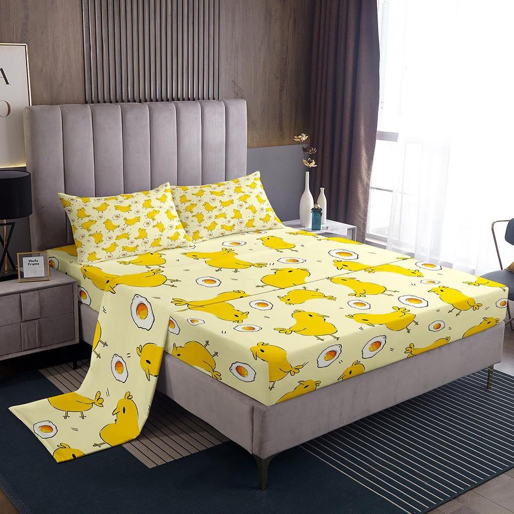 Cartoon Animal Little Monkey Pattern Bed Hat Four-piece Bedding Set Bedroom Dormitory Bedding Decoration