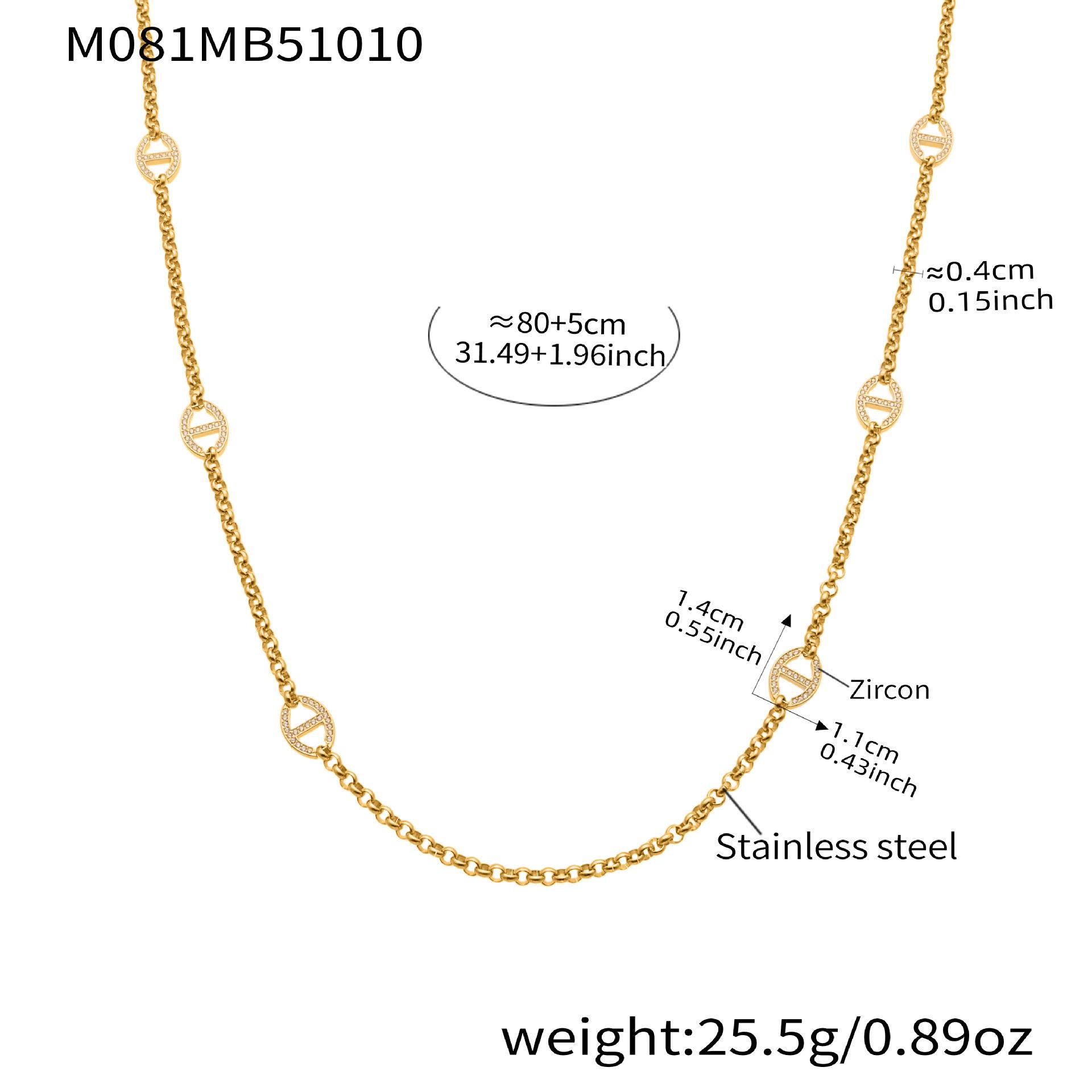 Qiong Yao Elegant Rhinestone Long Sweater Chain, 18k Gold Plated Double-Layer Stainless Steel Necklace.