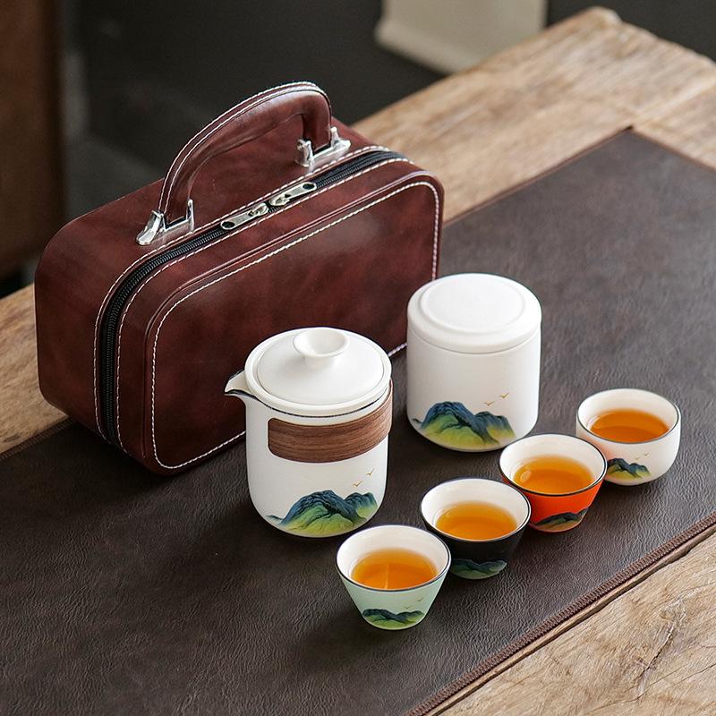 Business Gifts Kuaike Cup One Pot Two Cups Four Cups Portable Travel Kung Fu Tea Set Corporate Annual Meeting Souvenir