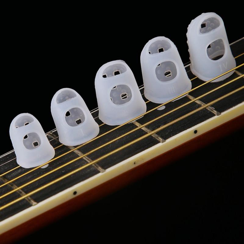 10 יחידות מגני אצבעות גיטרה מסיליקון, שרוולי אצבעות למניעת נשיכת ציפורניים, כיסויים לתפירה