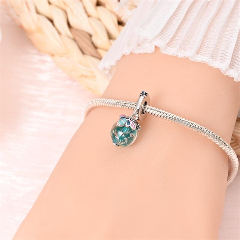 Borboleta de Cobre Galvanizado Brilhante Veado Sika Animal Luminoso Série Pingente Charm Compatível com Pulseira Original Joia Bonita Presente