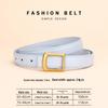 Women's Red Cowhide Leather Belt with Square Buckle - Trendy Decorative Waist Cincher