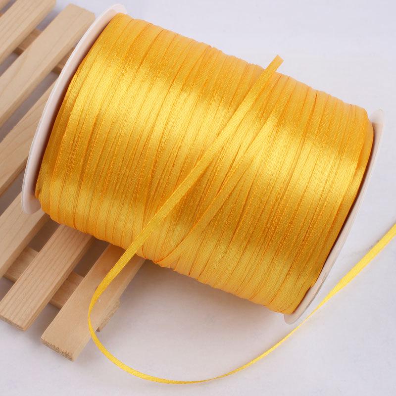 Golden Yellow Silk Ribbon for Gift Wrapping: Colorful, Satin, Woven Flowers, 0.3cm-7.5cm, Perfect for Thanksgiving