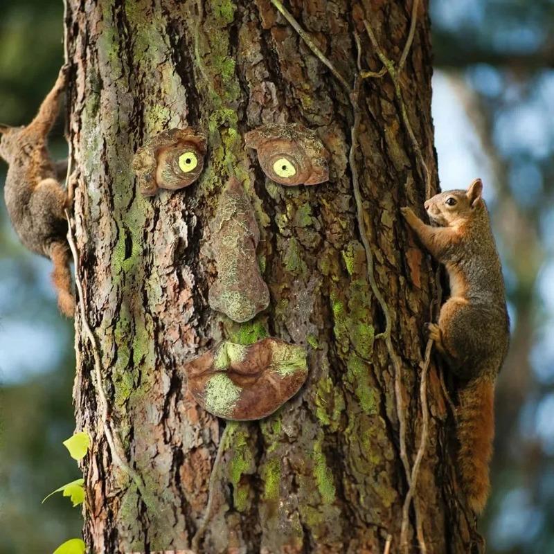 Tree Faces Decor Outdoor,Outdoor Statues Old Man Tree Hugger Bark Ghost Face Decoration Funny Yard Art,Tree Decorations
