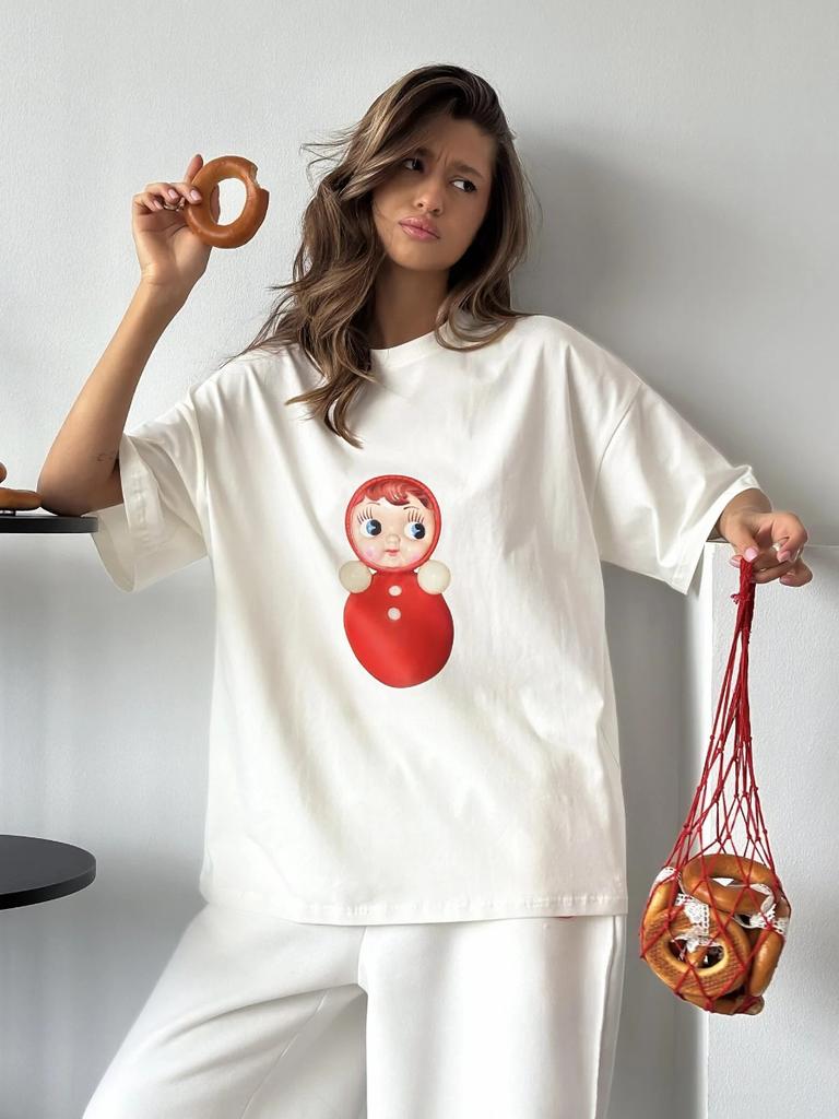 Sunuyoo Summer New Cartoon Printed TShirt Unisexs Fashionable ONeck Loose Short Sleeved Female Casual Cute Top