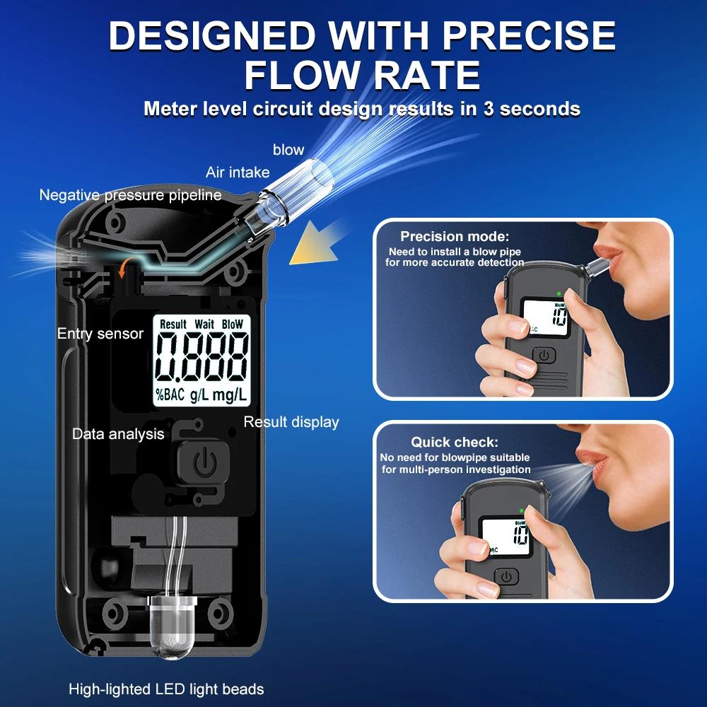 Portable Breathalyzer with LED Display for Drunk Driving Car Electronics Professional Alcohol Test Alcoholmeter Diagnostic Tool