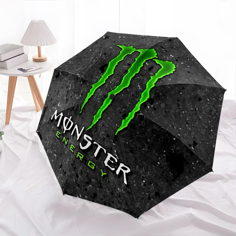 Monster Energy pattern, automatic folding umbrella, portable and foldable design, 8 ribs, a Christmas or birthday gift.