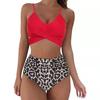 2Pcs/Set Printing Swimsuit Split Type Leopard Front Cross Bikini Set Beach