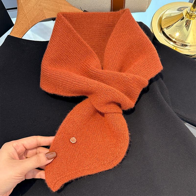 Exquisite Wool Knitted Scarf  Winter Warm Soft Solid Color Scarf Fashion Versatile Shawl