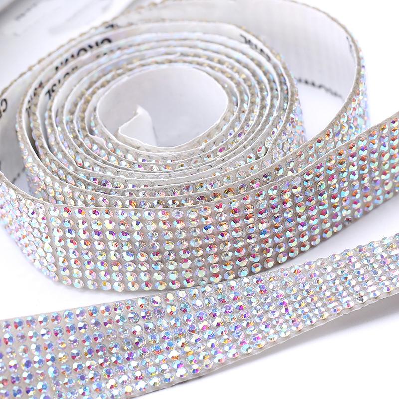 Autocolant cu stras de cristal autoadeziv de 1 metri, bandă cu diamante, autocolante cu sclipici pentru artizanat manual, decorarea telefonului auto