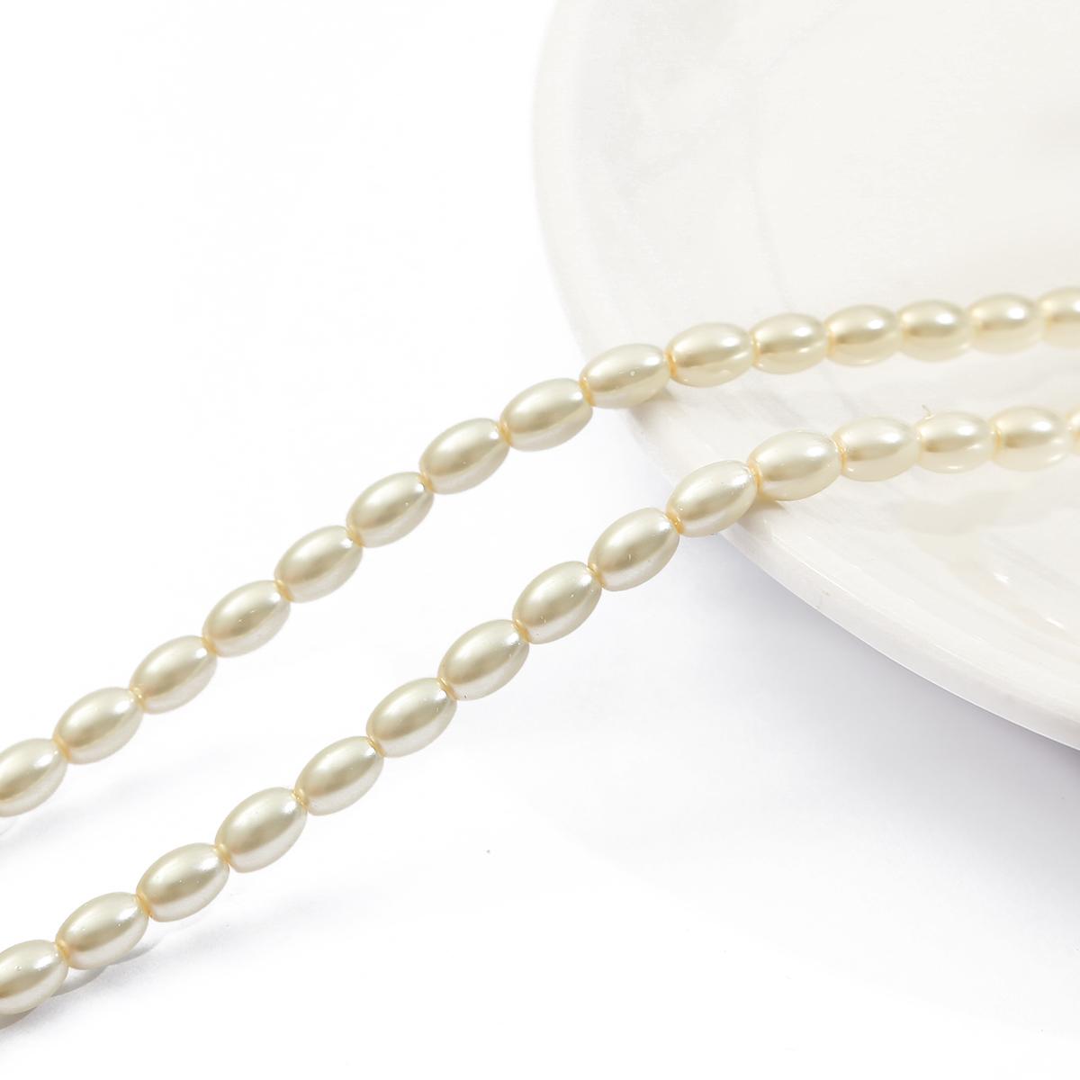 

80 см скляні імітації перлів бісер білі овальні намистини кольору слонової кістки для виготовлення ювелірних виробів DIY намисто браслет сережки Фурнітура 4x6mm слонова кістка