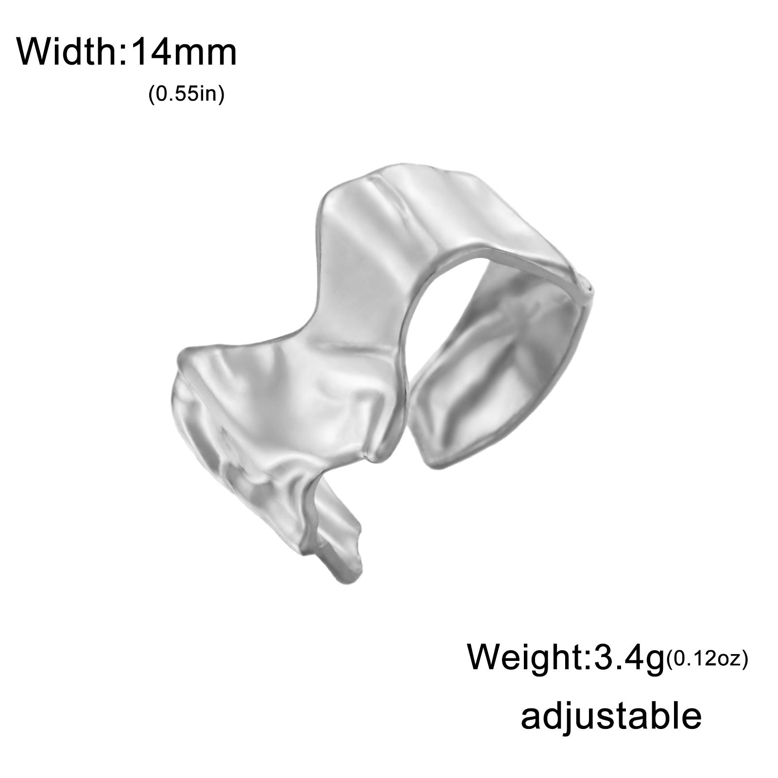 

Teamer Fashion Irregular Wide Open Ring for Women Girls Stainless Steel Adjustable Finger Ring Minimalist Office Daily Jewelry