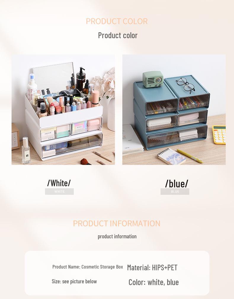 Transparent Multi-Grid Desk Organizer & Cosmetic Storage Drawer