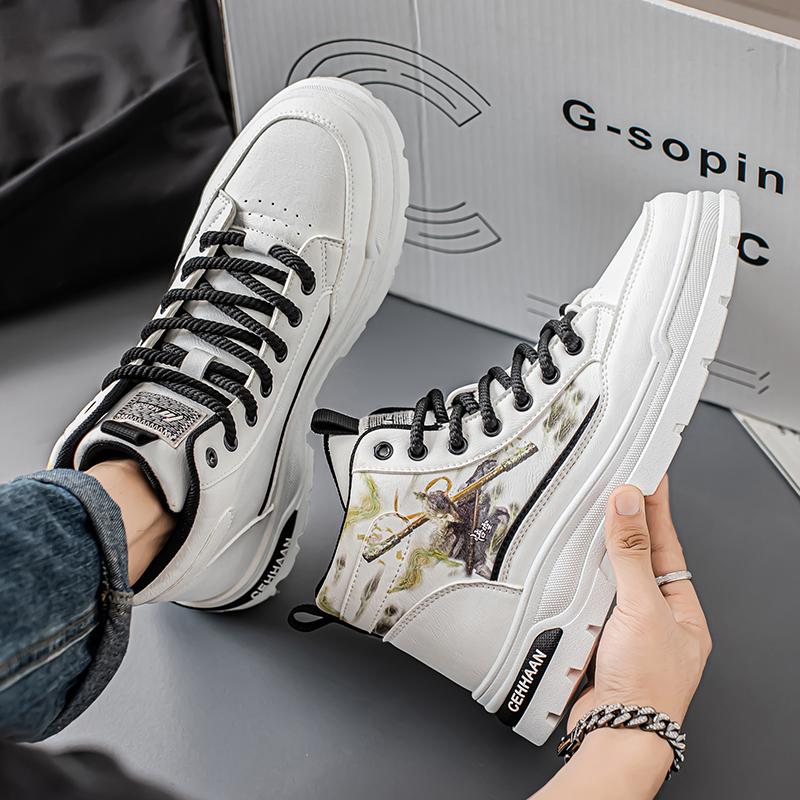 Handsome Stylish Men's Autumn Winter Spring Hightop Walking Work Boots Male Students Hightcut Skateboard Shoes
