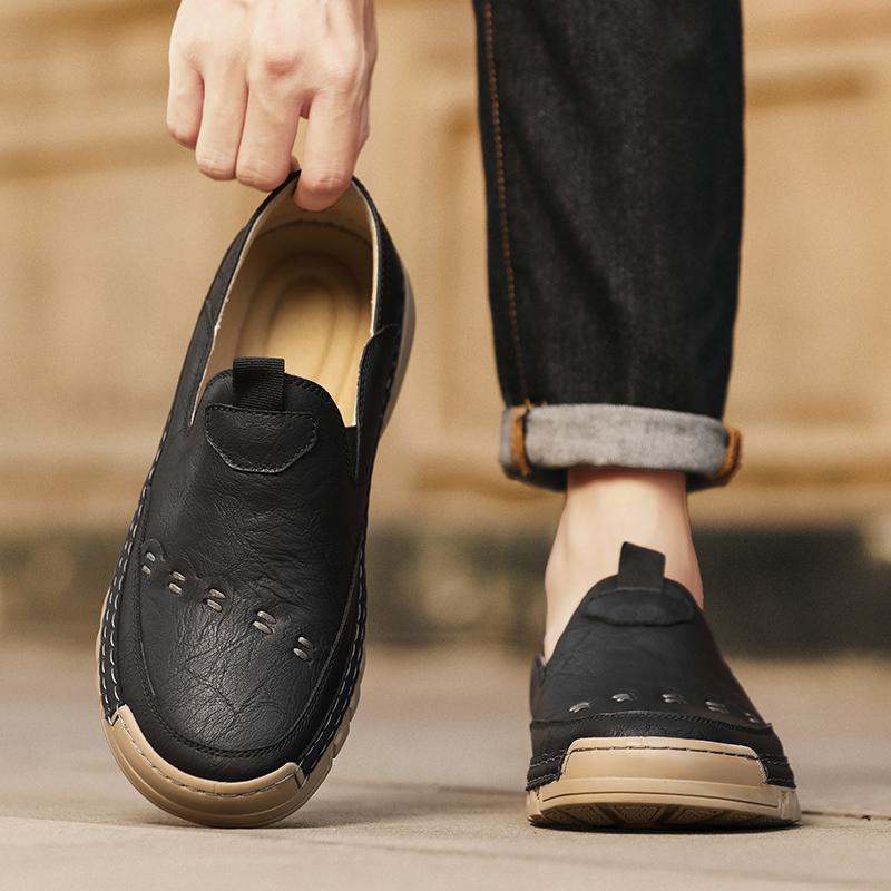 Fashion Outdoor Comfortable Ankle Sports and Casual Leather Shoes Autumn Fashion Brand Breathable Handmade Stitching Casual Men's Shoes