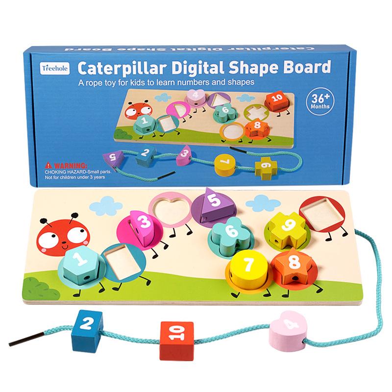 

Монтессори Геометрические формы Сопоставление и Нанизывание бусин Пазл Доска для детей