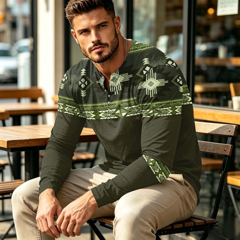 Men's Casual Bohemian Vintage Long Sleeve Shirt