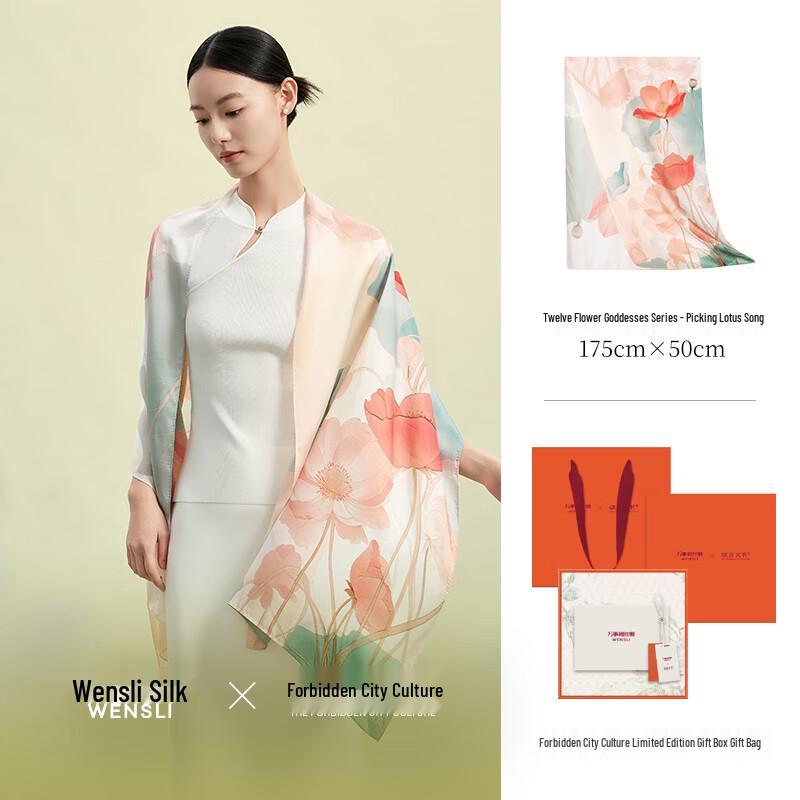 Wanshili x Forbidden City Twelve Flower Gods Mulberry Silk Scarf